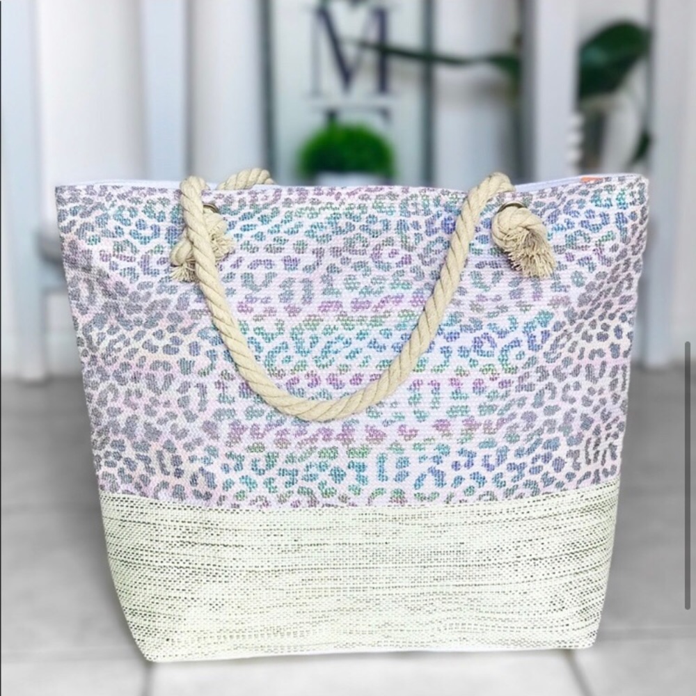 Leopard rainbow metallic shiny tote bag - Picture 4 of 5